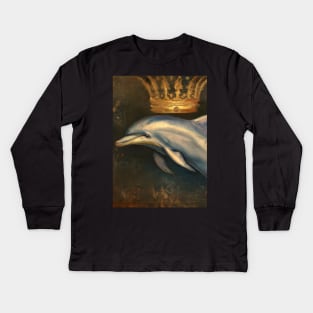 Dolphin with a Crown Kids Long Sleeve T-Shirt